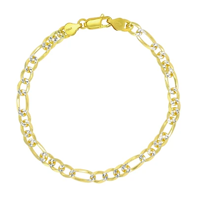 Luxe Layers 14KT Yellow Gold Plated Sterling Silver 8.25-inch 6.6MM Pave Figaro Bracelet
