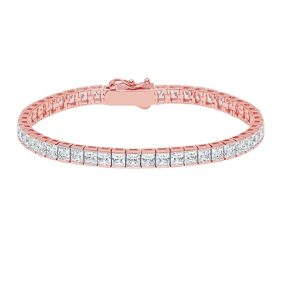 Crislu 18KT Rose Gold Plated Sterling Silver Princess Cut Cubic Zirconia 7-inch Tennis Bracelet