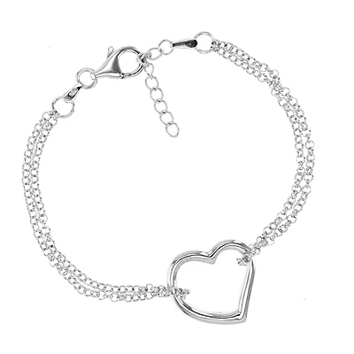 Sterling Silver Heart 7+1-inch Bracelet