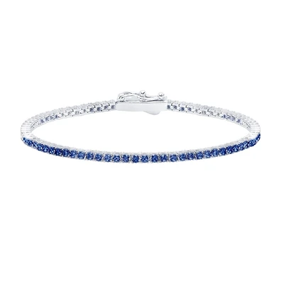 Crislu Platinum Plated Sterling Silver 2MM Cubic Zirconia 7-inch Tennis Bracelet