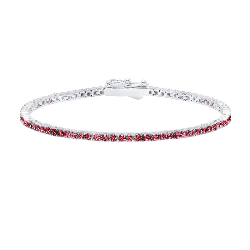 Crislu Platinum Plated Sterling Silver 2MM Cubic Zirconia 7-inch Tennis Bracelet