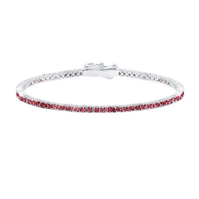 Crislu Platinum Plated Sterling Silver 2MM Cubic Zirconia 7-inch Tennis Bracelet