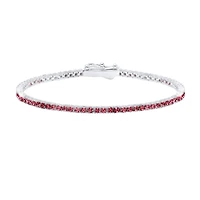 Crislu Platinum Plated Sterling Silver 2MM Cubic Zirconia 7-inch Tennis Bracelet