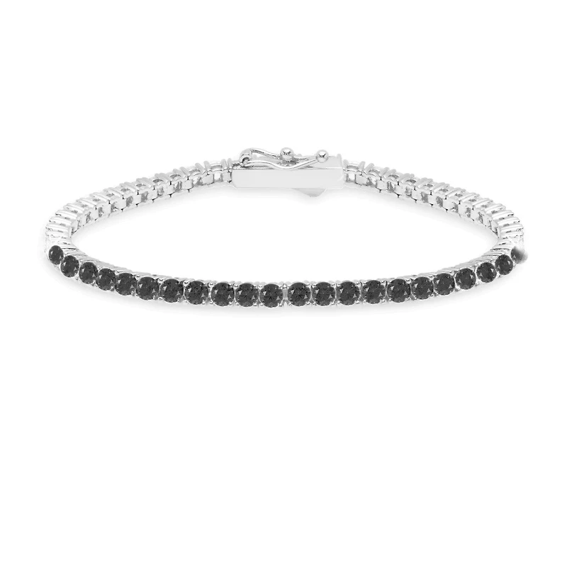 Crislu Platinum Plated Sterling Silver 2MM Cubic Zirconia 7-inch Tennis Bracelet