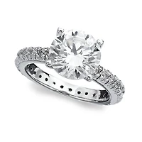 Crislu Platinum Plated Sterling Silver and Cubic Zirconia Solitaire Ring