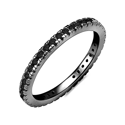 Crislu Black Rhodium Plated Sterling Silver and Cubic Zirconia Eternity Band