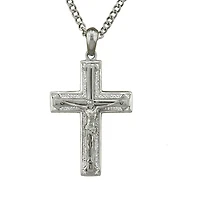 Luxe Layers Stainless Steel Crystal 24-inch Crucifix Cross Pendant