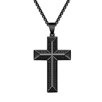 Titán by Adrian Gonzalez Black Stainless Steel 1/3 CTW Natural Diamond 32X48MM 24-inch Cross Pendant