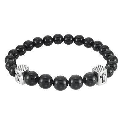 King by Simone I Smith Stainless Steel and Onyx 8-inch 8MM Stretch Bead Bracelet