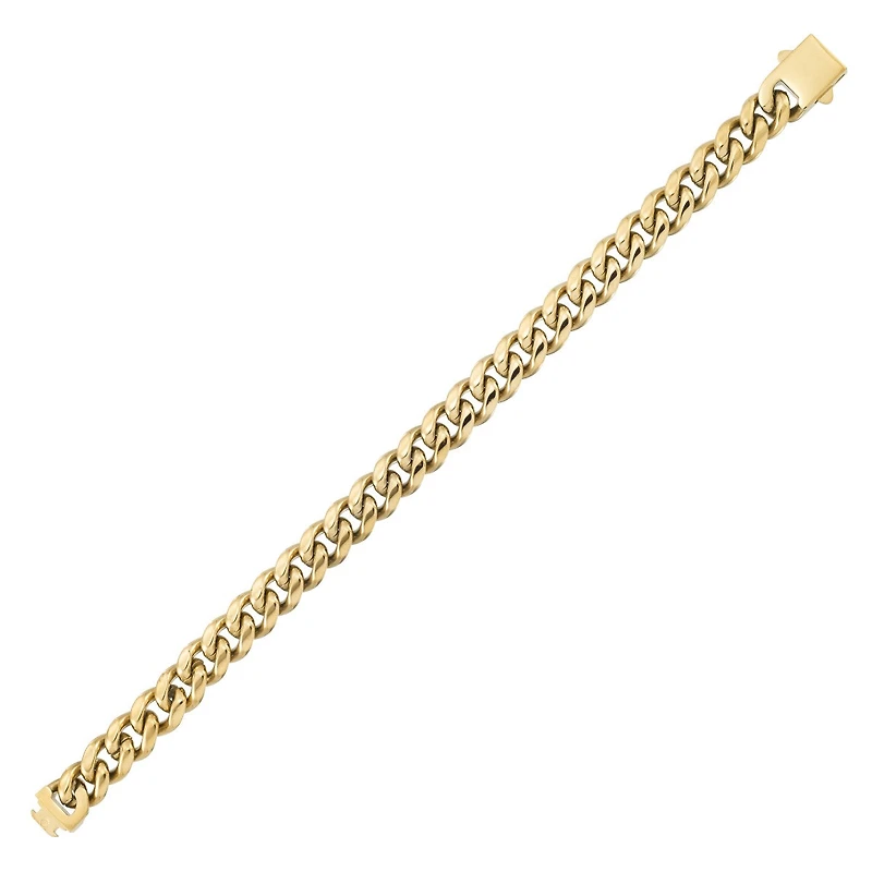 King by Simone I Smith Yellow Stainless Steel 9-inch 10MM Cuban Link Bracelet