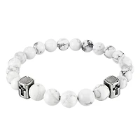 King by Simone I Smith Stainless Steel and Agate 8-inch 8MM Stretch Bead Bracelet