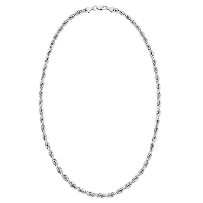King by Simone I Smith Stainless Steel 24-inch 6MM Rope Chain