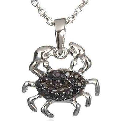 Sterling Silver and Cubic Zirconia 18-inch Crab Pendant