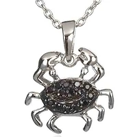Sterling Silver and Cubic Zirconia 18-inch Crab Pendant