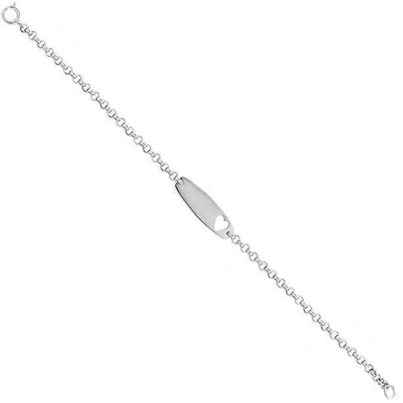 Kiddie Kraft Sterling Silver 6.25-inch Heart ID Bracelet