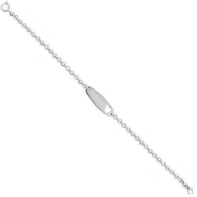 Kiddie Kraft Sterling Silver 6.25-inch Heart ID Bracelet