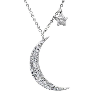 Crislu Platinum Plated Sterling Silver and Cubic Zirconia 18-inch Pendant