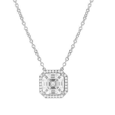 Crislu Platinum Plated Sterling Silver and Cubic Zirconia 18-inch Pendant