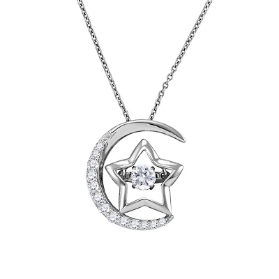 Sterling Silver and White Sapphire 18-inch Pendant