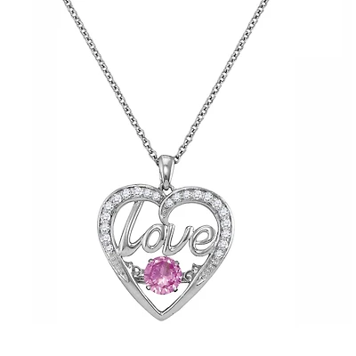 Sterling Silver and Pink Sapphire 18-inch Pendant