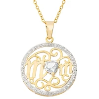 14KT Yellow Gold Plated Sterling Silver and Cubic Zirconia 18-inch Mom Pendant