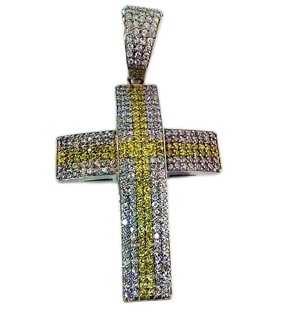Luxe Layers Sterling Silver Cubic Zirconia Cross X-Large Pendant. Chain Not Included