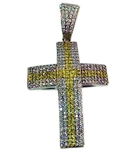 Luxe Layers Sterling Silver Cubic Zirconia Cross X-Large Pendant. Chain Not Included