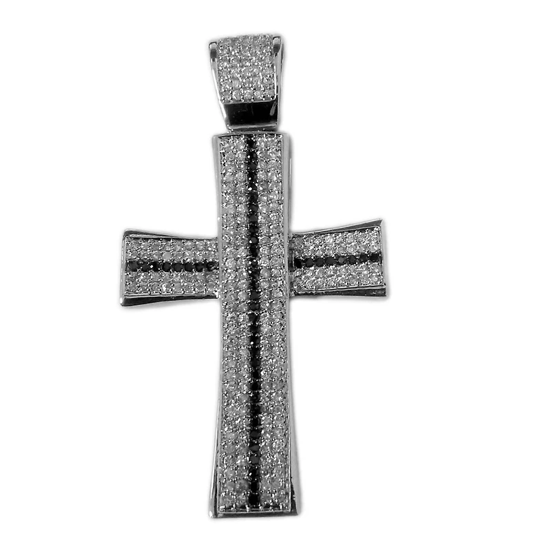 Luxe Layers Sterling Silver Cubic Zirconia Cross X-Large Pendant. Chain Not Included