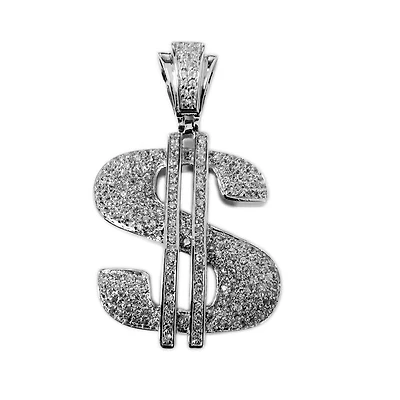 Luxe Layers Sterling Silver Cubic Zirconia X-Large $ Pendant. Chain Not Included