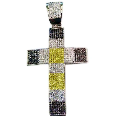 Luxe Layers Sterling Silver Cubic Zirconia Cross X-Large Pendant. Chain Not Included