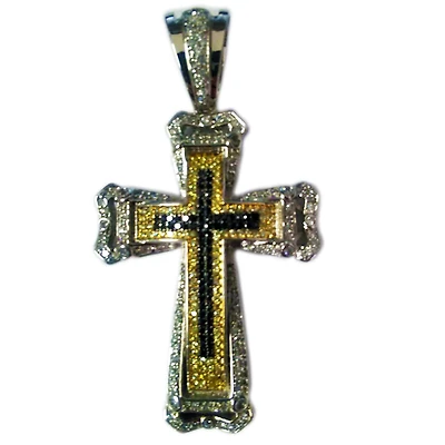 Luxe Layers Sterling Silver Cubic Zirconia Cross X-Large Pendant. Chain Not Included