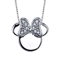 Disney Sterling Silver and Cubic Zirconia 18-inch Minnie Mouse Pendant
