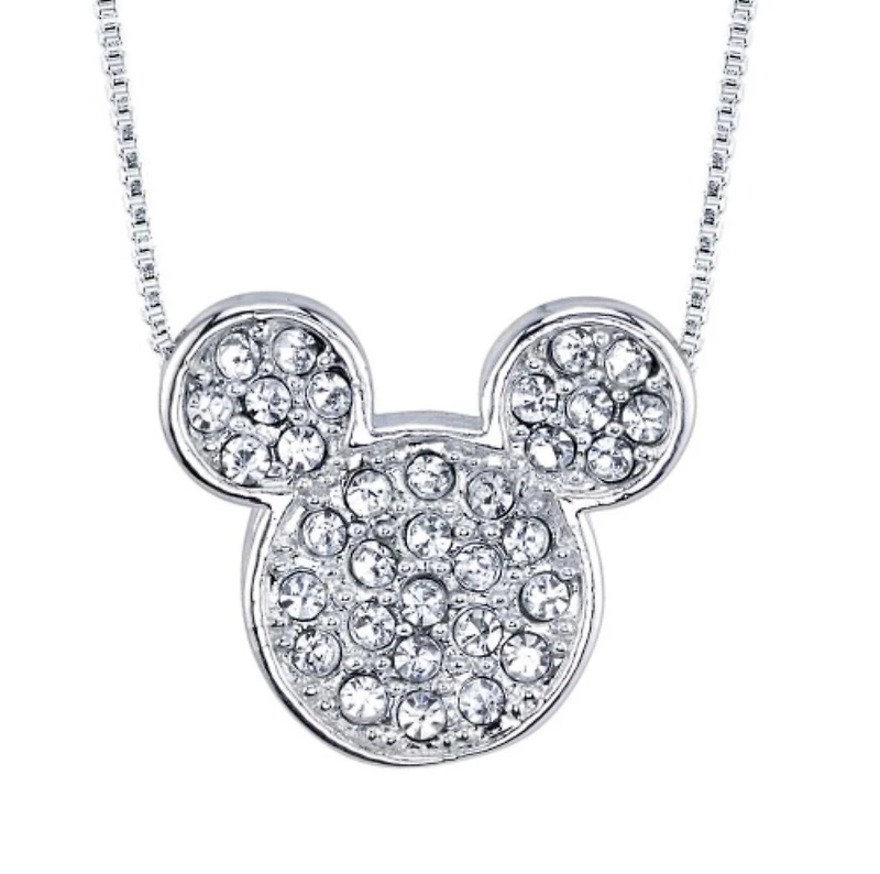 Disney Sterling Silver and Cubic Zirconia 18-inch Mickey Mouse Pendant