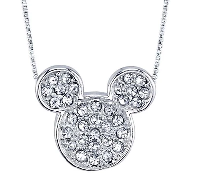 Disney Sterling Silver and Cubic Zirconia 18-inch Mickey Mouse Pendant