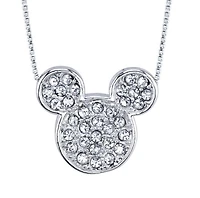 Disney Sterling Silver and Cubic Zirconia 18-inch Mickey Mouse Pendant