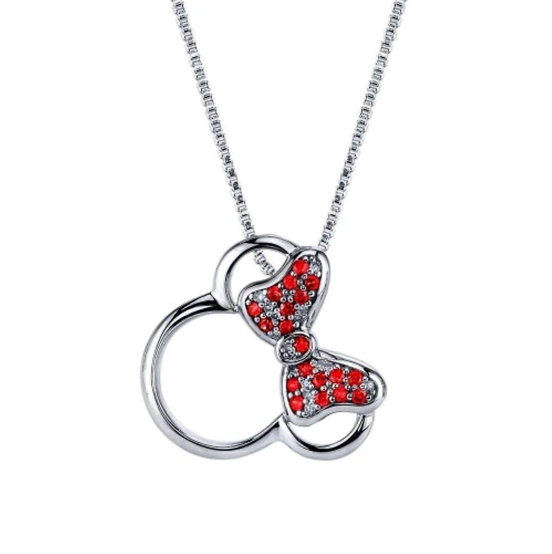 Disney Sterling Silver and Cubic Zirconia 18-inch Minnie Mouse Pendant