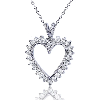 Sterling Silver and Cubic Zirconia 18-inch Heart Pendant