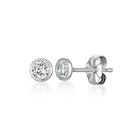 Crislu Platinum Plated Sterling Silver Round Cubic Zirconia Earrings