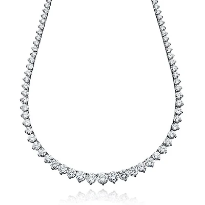 Crislu Platinum Plated Sterling Silver Round Cubic Zirconia 16-inch Tennis Necklace
