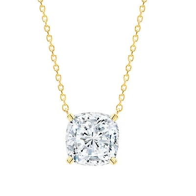 Crislu 18KT Yellow Gold Plated Sterling Silver Cushion Cubic Zirconia 18-inch Pendant