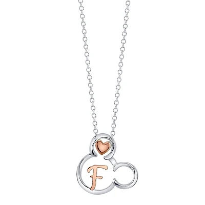 Disney Sterling Silver 18-inch Initial Pendant; Initial F