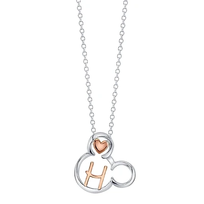 Disney Sterling Silver 18-inch Initial Pendant; Initial H