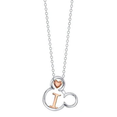 Disney Sterling Silver 18-inch Initial Pendant; Initial I