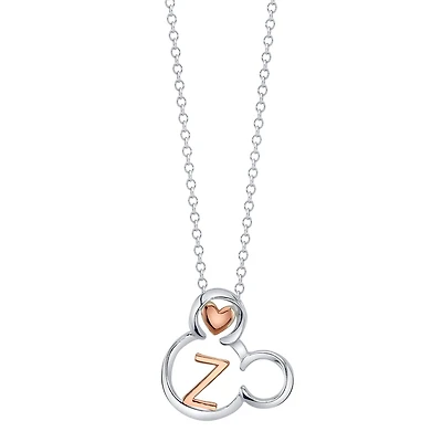 Disney Sterling Silver 18-inch Initial Pendant; Initial Z