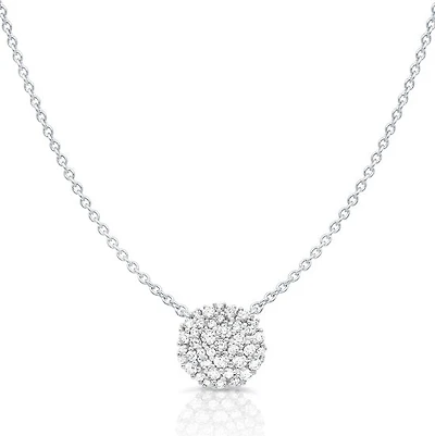 Crislu Platinum Plated Sterling Silver Round Cubic Zirconia 18-inch Cluster Pendant