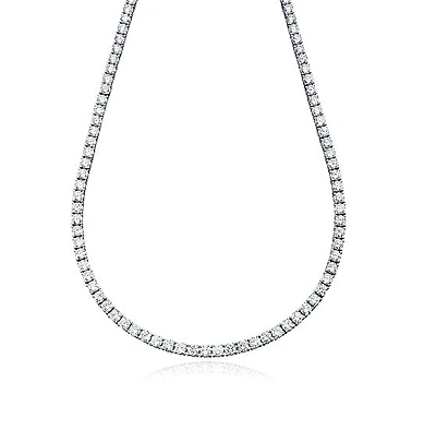 Crislu Platinum Plated Sterling Silver Round Cubic Zirconia 18-inch Tennis Necklace