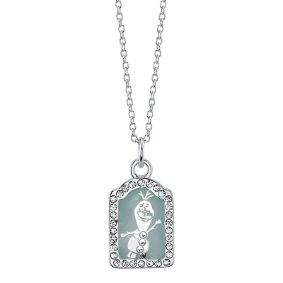 Disney Sterling Silver and Crystal 18-inch Frozen-2 Olaf Pendant