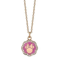 Disney Rose Gold Plated Sterling Silver and Crystal 18-inch Minnie Mouse Pendant