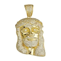 Luxe Layers 14KT Yellow Gold Plated Sterling Silver Cubic Zirconia 60X26MM Jesus Christ Pendant. Chain Not Included