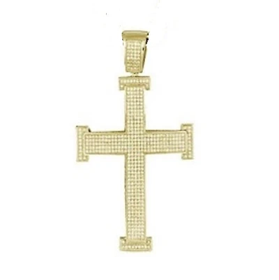 Luxe Layers 14KT Yellow Gold Plated Sterling Silver Cubic Zirconia 85X50MM Cross Pendant. Chain Not Included